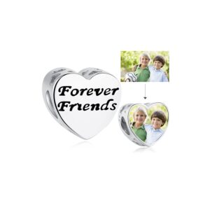 Talisman din argint Custom Photo Forever Friends Heart