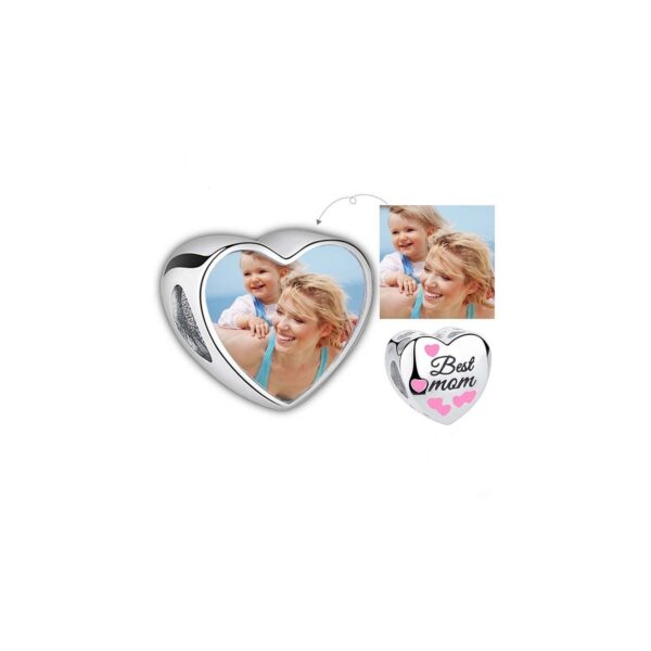 Talisman din argint Custom Photo Heart for Best Mom