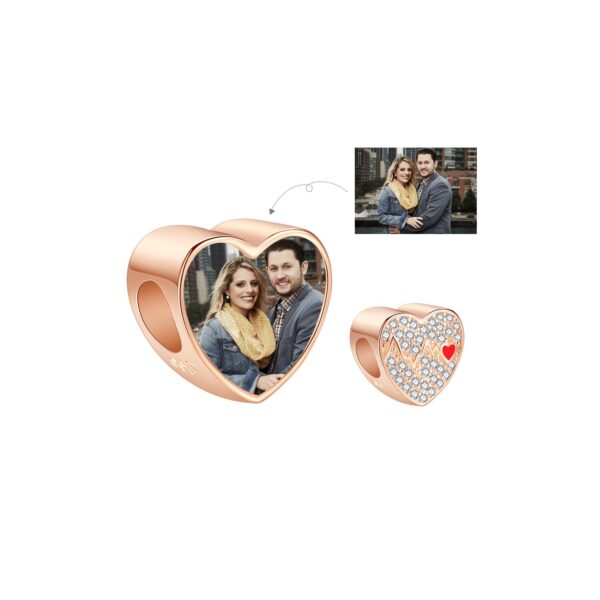 Talisman din argint Custom Photo Rose Gold Heartbeat