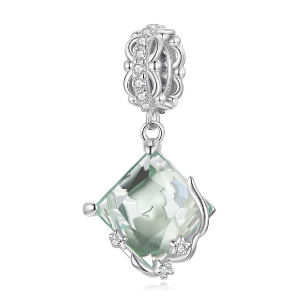 Talisman din argint Green Glass Square