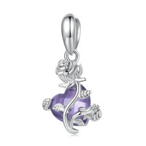 Talisman din argint Purple Heart Silver Rose