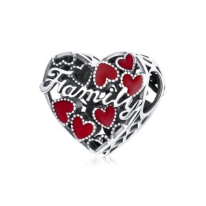 Talisman din argint Red Family Hearts