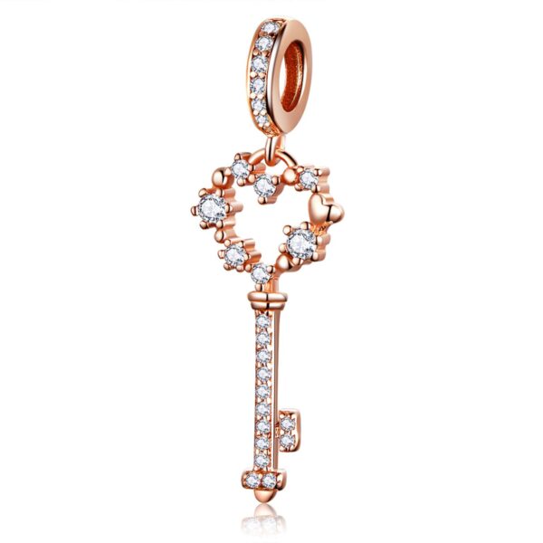 Talisman din argint Rose Gold Heart Key