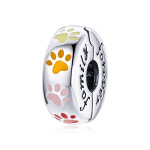 Talisman din argint Silver Multicolored Paws