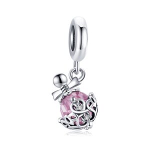 Talisman din argint Vintage Pink Crystal