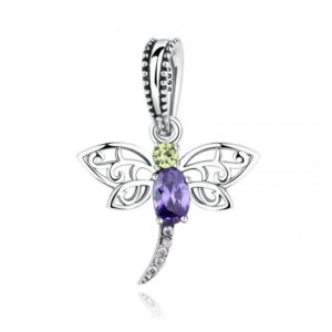 Talisman din argint patinat Dragonfly